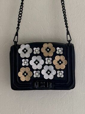 Rebecca Minkoff small genuine Leather crossbody floral bag